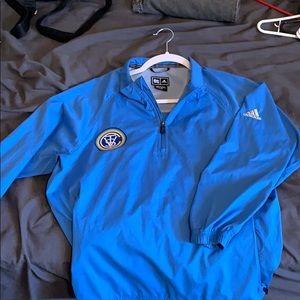 Baby blue adidas wind breaker